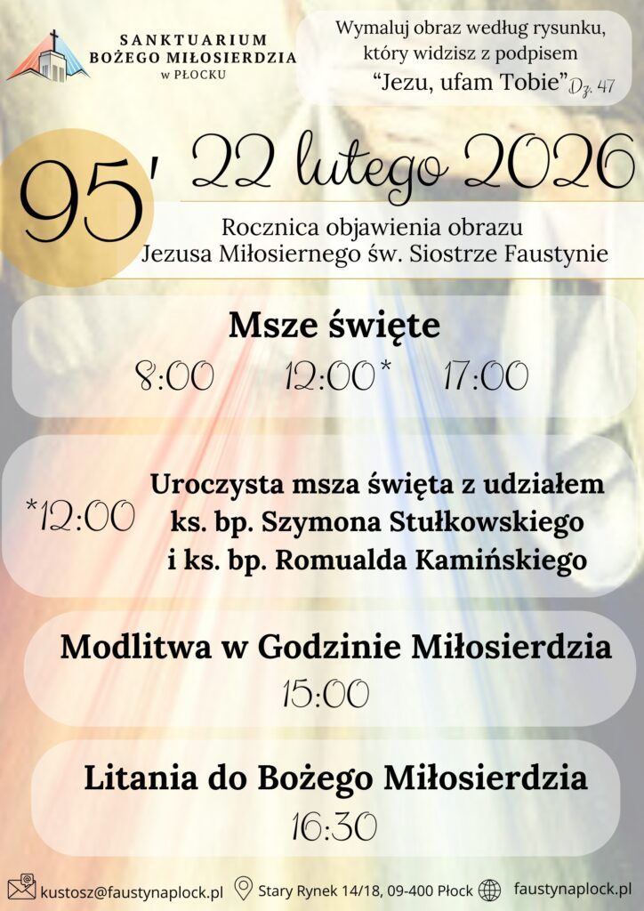 95. rocznica pierwszego objawienia Jezusa Miłosiernego w Płocku